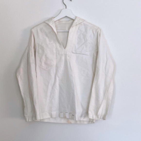 Other - Vintage US NAVY Military Sailor White Long Sleeve Uniform Shirt Stencil Print